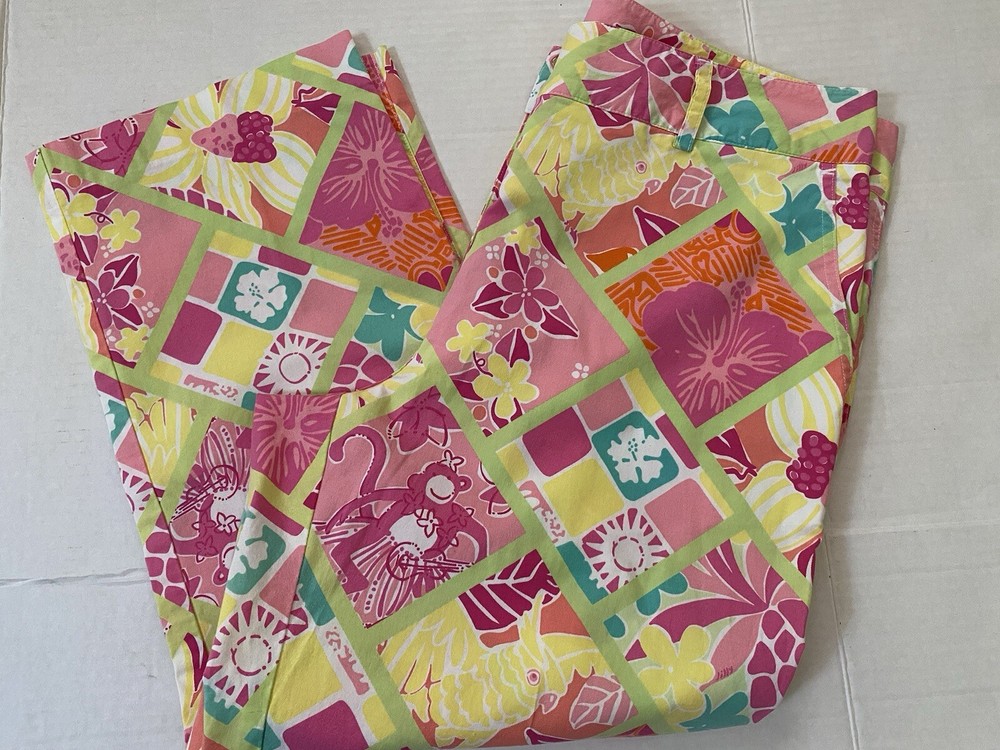 EUC Womens Lilly Pulitzer Hula Monkey Capri Pants  Size 10