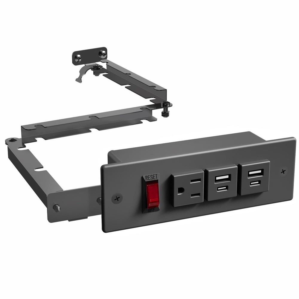 Compact in-Drawer Charging Station Power Strip with 2 USB-A, 2 USB-, AC Outle...