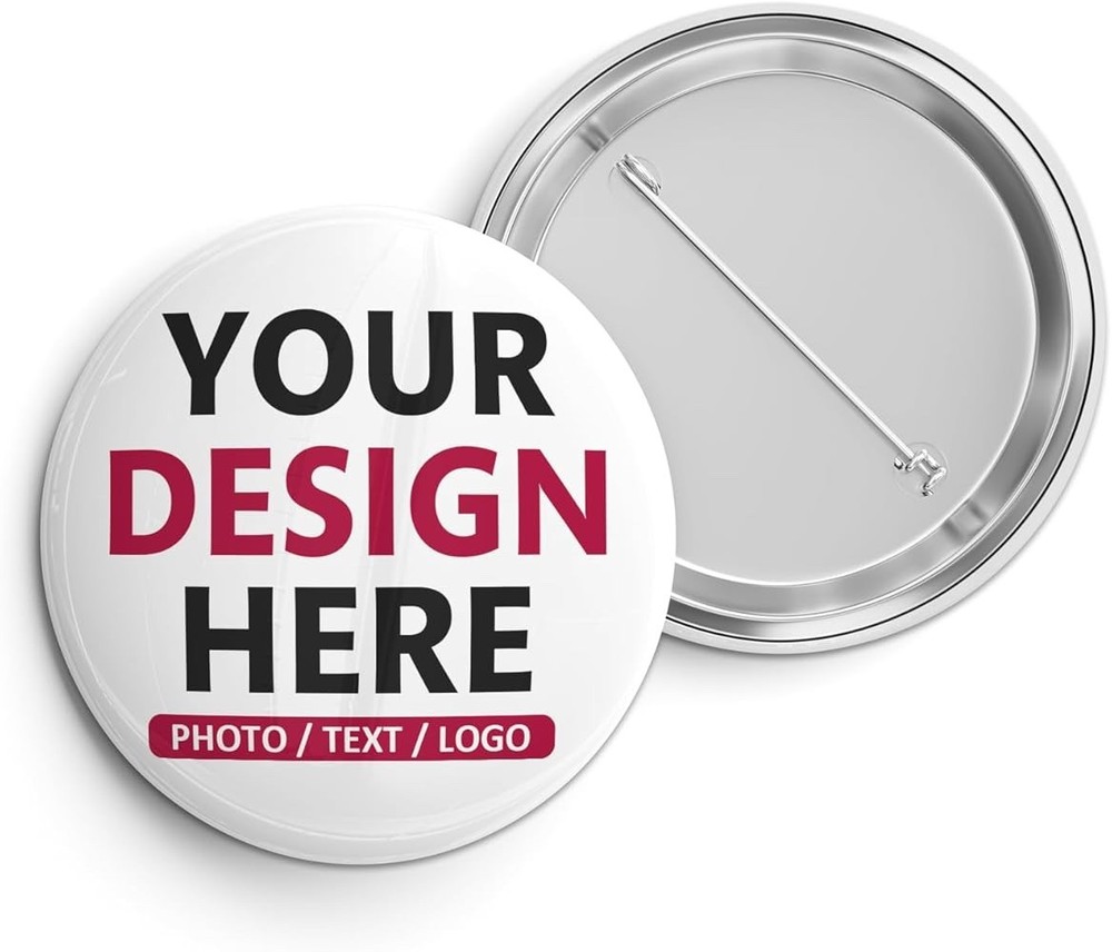 50 Custom 1.25” Buttons | Personalized Pinback Badges | Free Shipping
