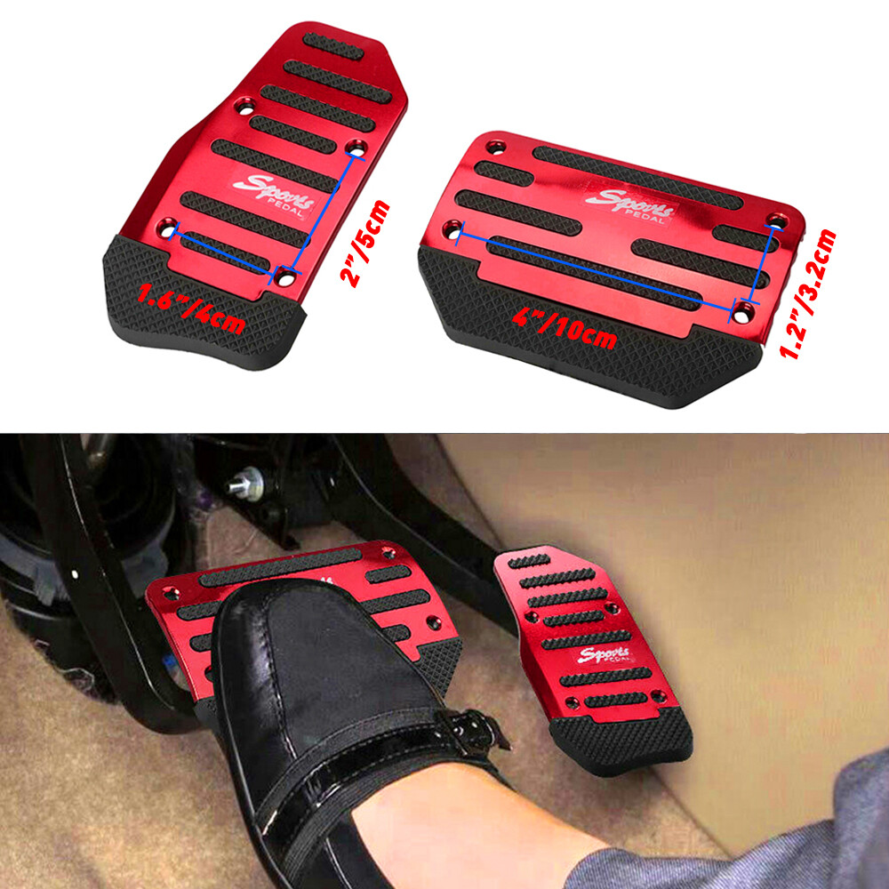 RED Non-Gas Automatic Slip Brake Foot Pad Pedal Cover with Screw for Cars
