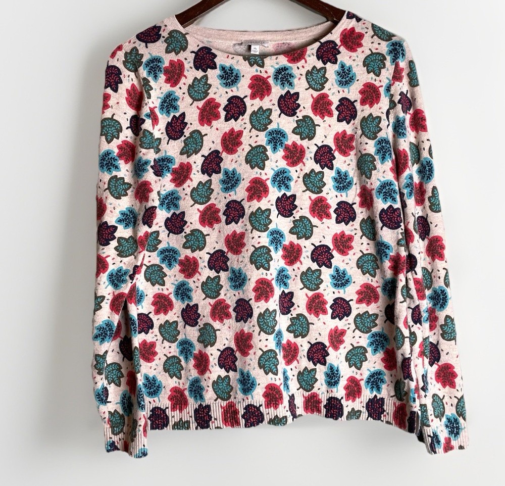 Talbots Petites Top Womens MP Medium Autumn Leaves Fall Cotton Rayon Casual
