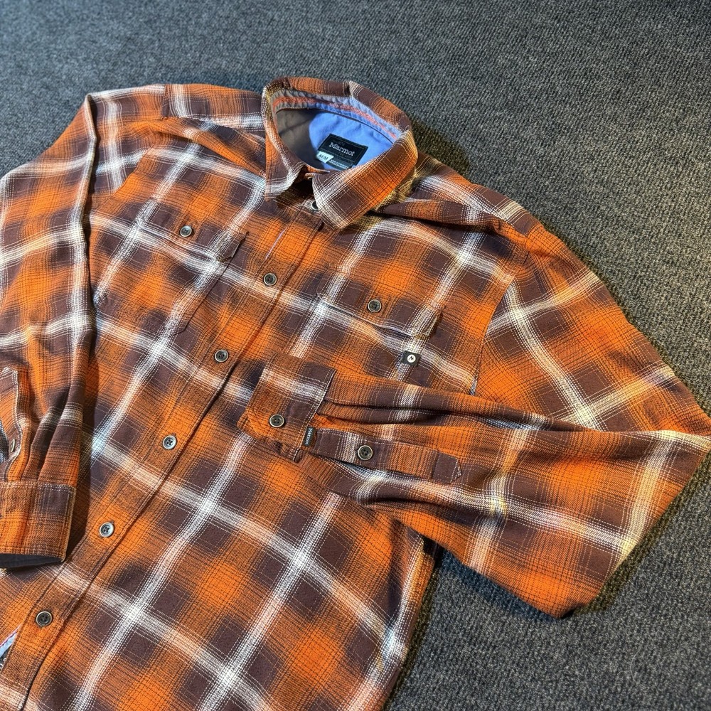 Marmot Shirt Mens Medium Multicolor Plaid Long Sleeve Flannel Button Up Casual