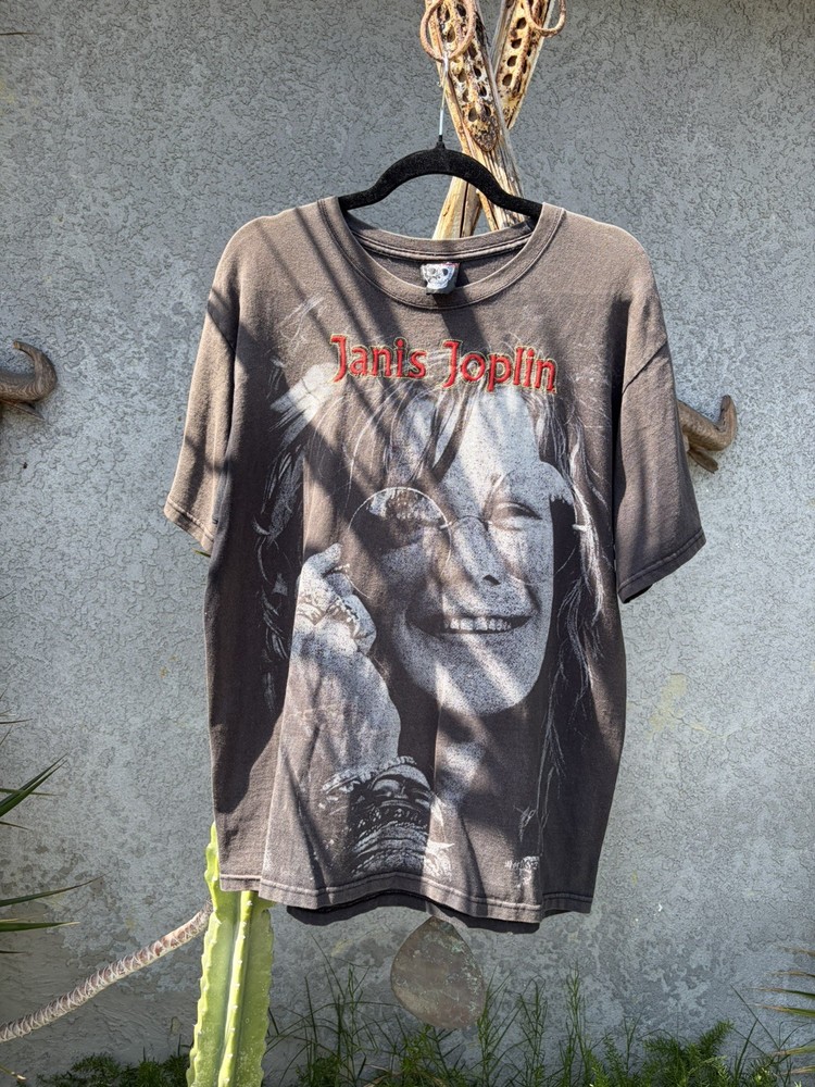 Vintage Janis Joplin Shirt Size XL 90s Mexican Boot Band T RARE Faded Tour