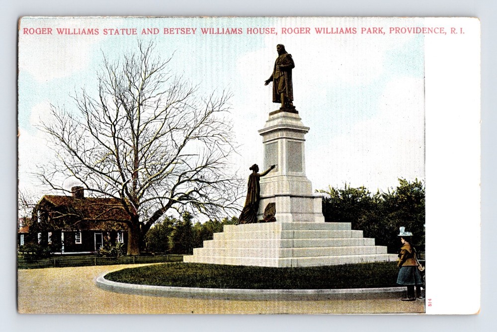 Postcard Rhode Island Providence RI Roger Williams Park Monument Statue Pre-1907