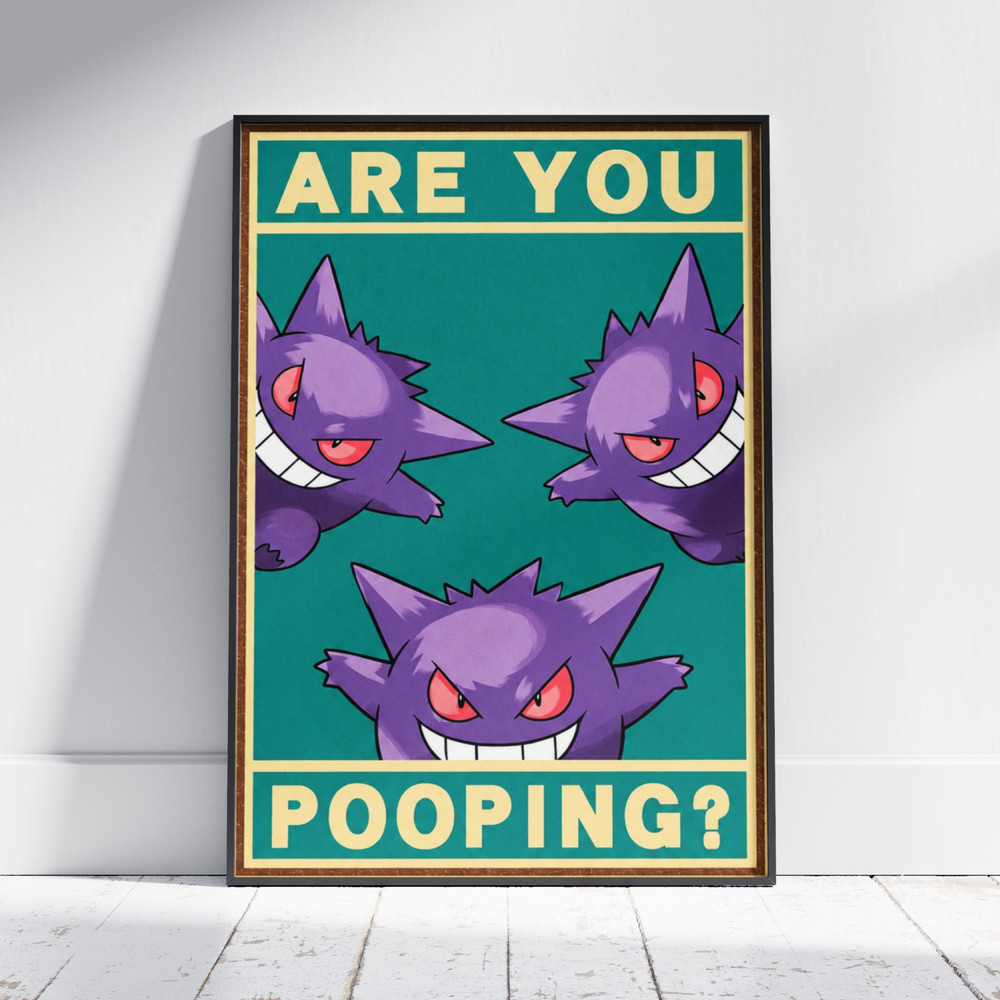 Funny Gengar Pokemon Meme Poster Bathroom Wall Art Decor Gaming Anime Print