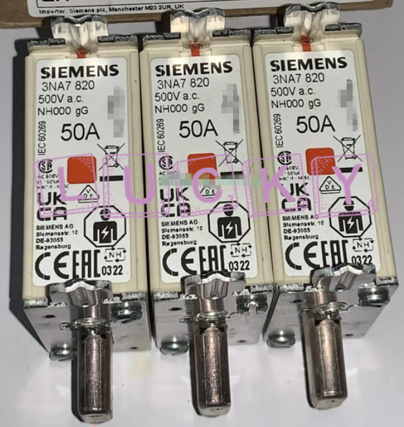 Qty:3 New For SIEMENS 3NA7820 50A 500V Fuse replacement