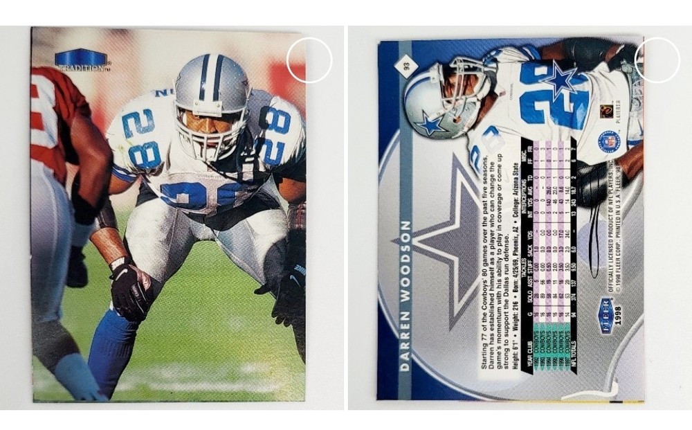 1/1 ? RARE NO NAME LOGO ERROR MISPRINT 1998 Fleer Tradition DARREN WOODSON NFL