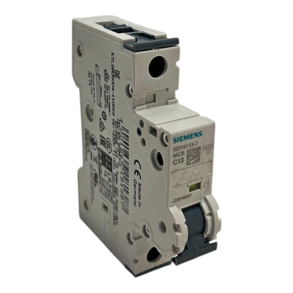 Siemens Circuit Breaker 230/400V 10kA Single Pole C 13A T=70mm 5SY4113-7