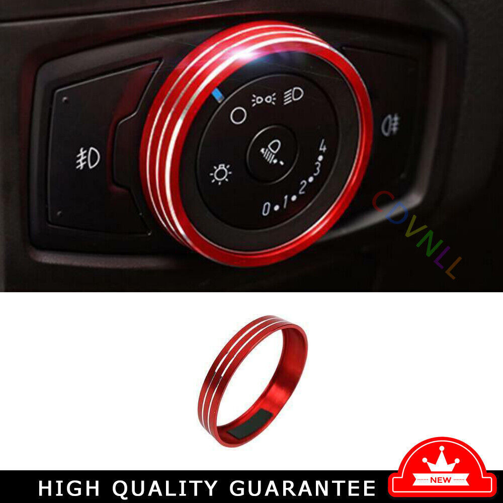 For Ford Focus 2012-2018 Red Aluminum Headlight Switch Control Button Trim 1PCS