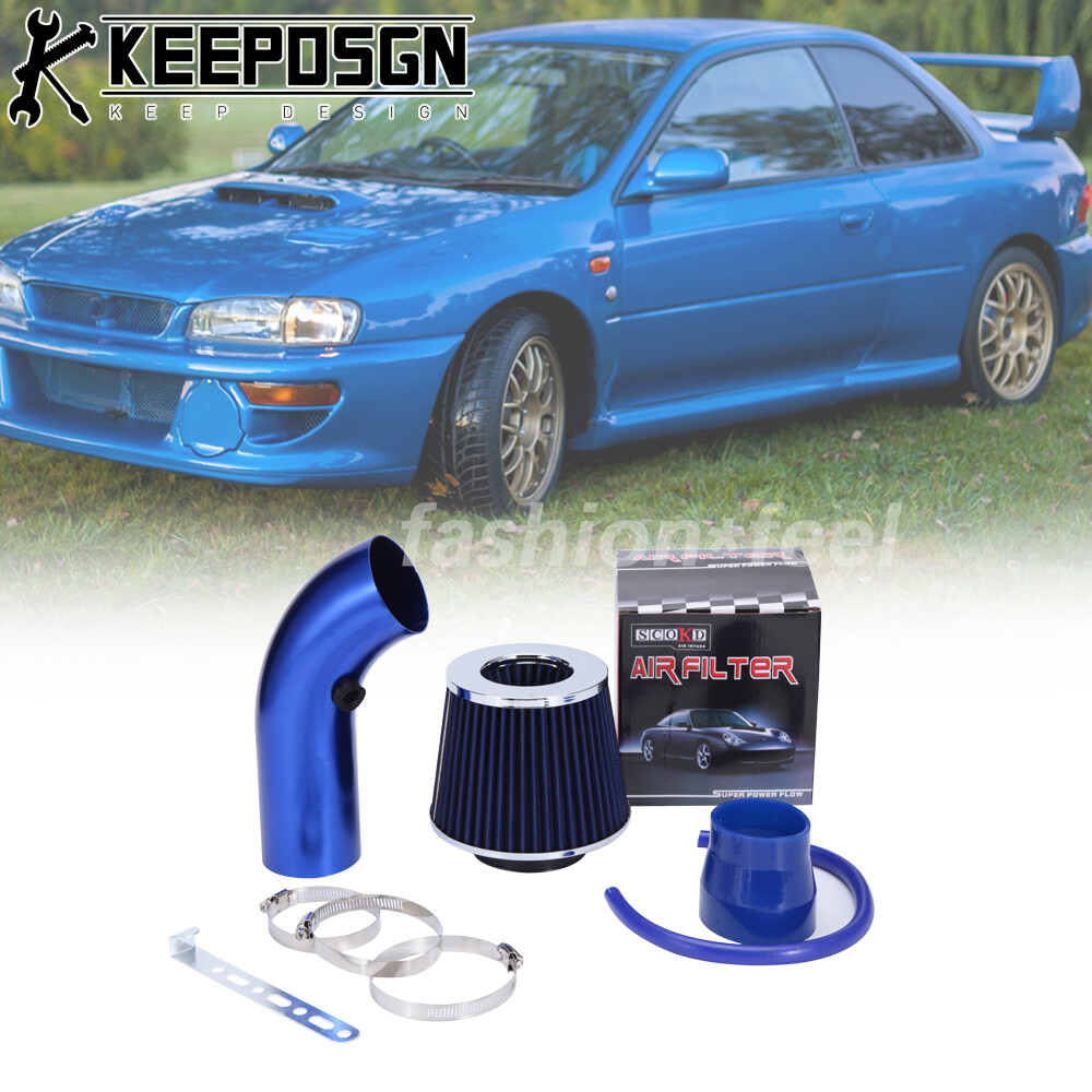 3'' Blue Car Cold Air Intake Filter System Flow Hose Pipe Kit for Subaru Impreza