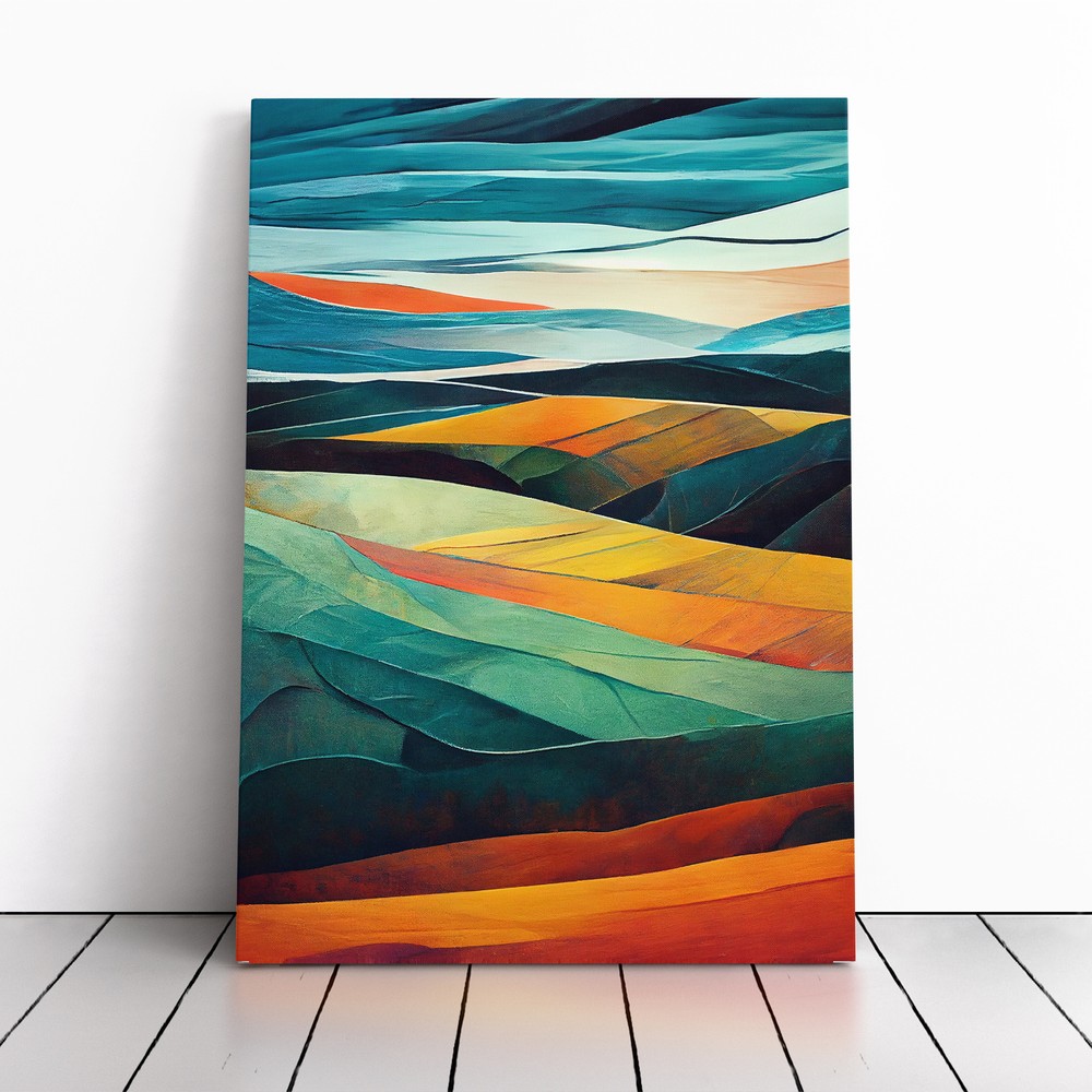 Meadow Landscape In Abstract No.3 Canvas Wall Art Print Framed Picture Decor