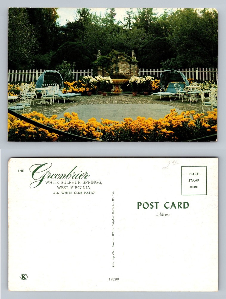 White Sulphur Springs, West Virginia, Greenbrier Patio Scene Vintage Postcard