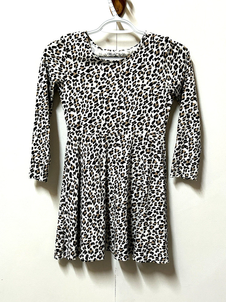 The Children's Place Girl's Leopard Animal Print Skater Dress SZ M 7/8