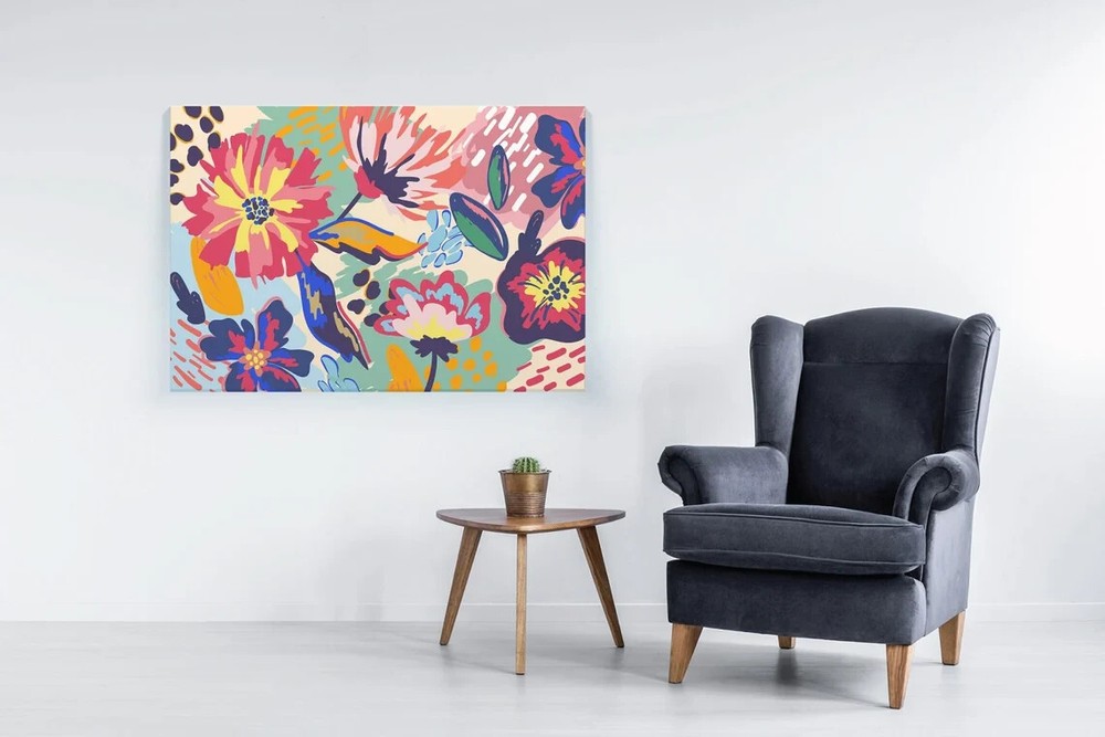 Floral Colorful Flowers Bold Painting Wall Art Canvas Unframed Print Art