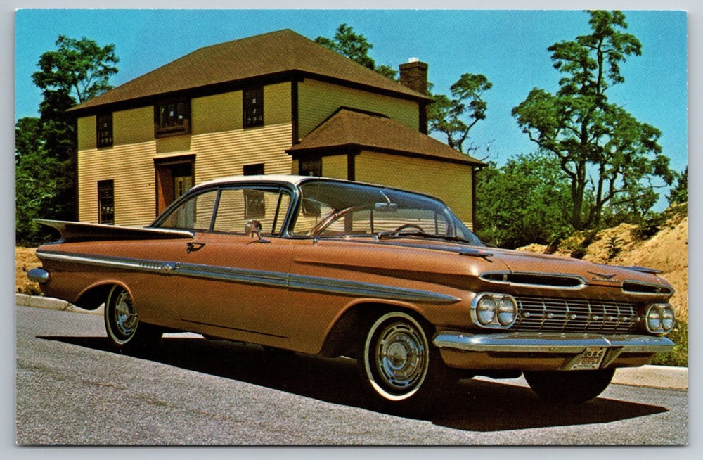 1959 Chevrolet Impala V-8 Sport Coupe Tail Fin Era Postcard