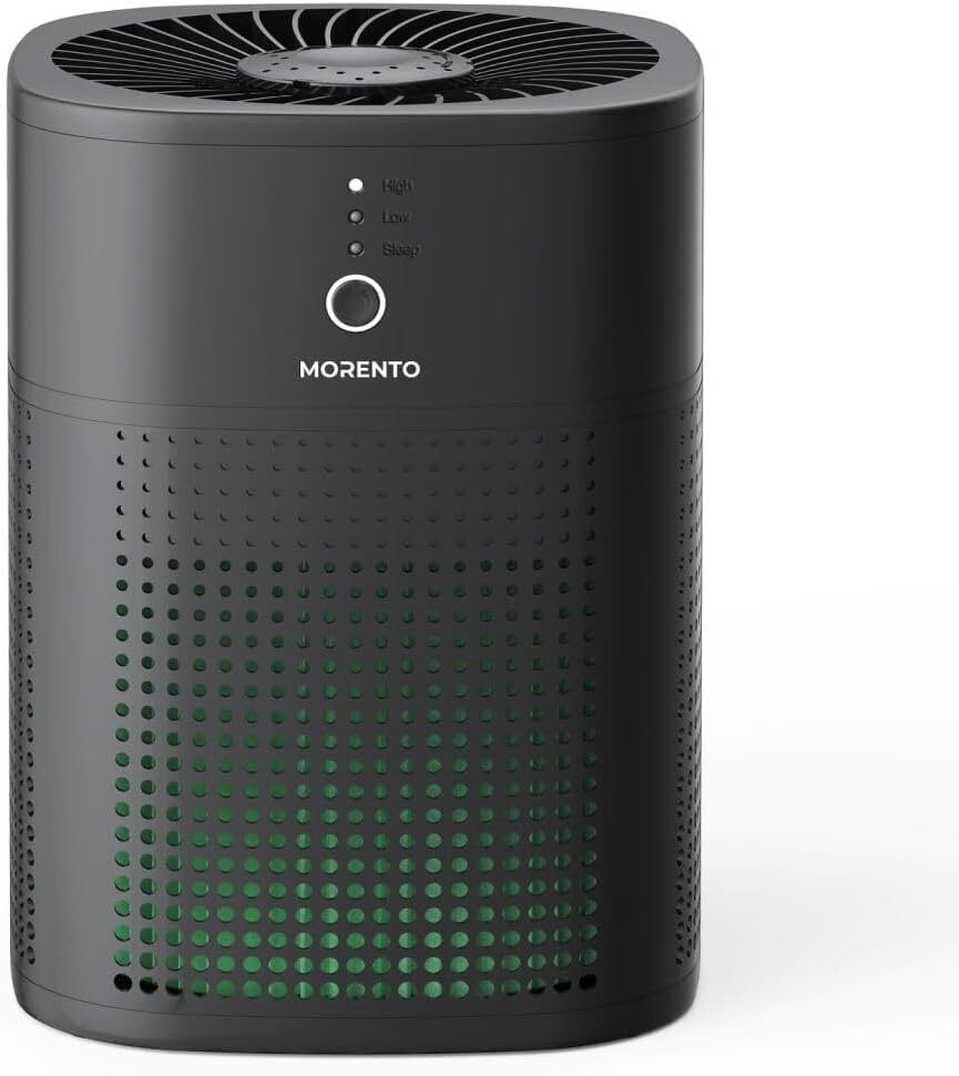 HY1800 Black HEPA Air Purifier for Bedroom with 3 Modes for Smoke Removal 1 Pack