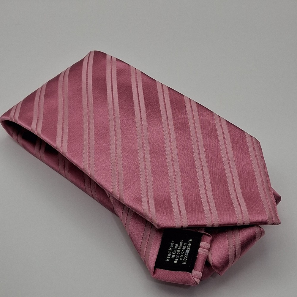 Van Heusen Men's Silk Tie Pink Striped Diagonal Classic Necktie 58