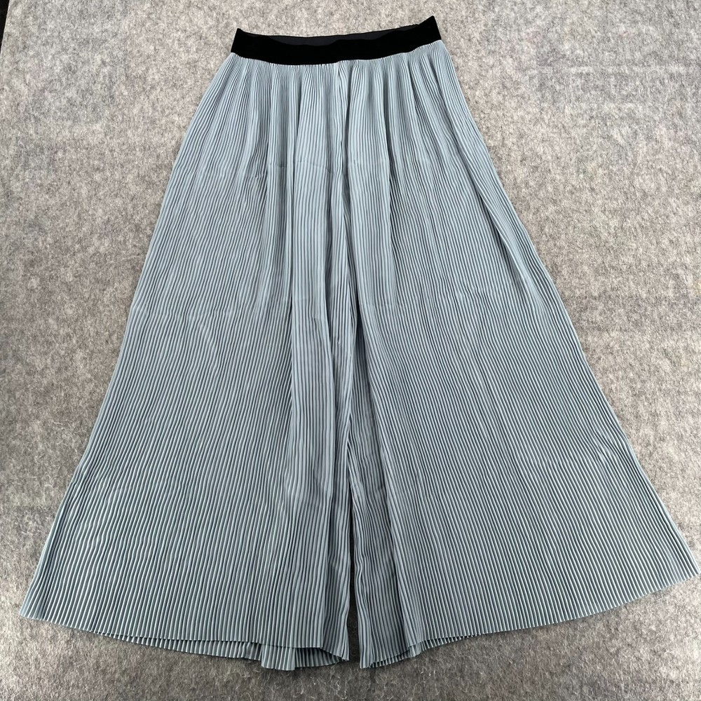Zara Palazzo Pants in Blue with Elastic Waist Wide Leg Pleated Pull On Design
