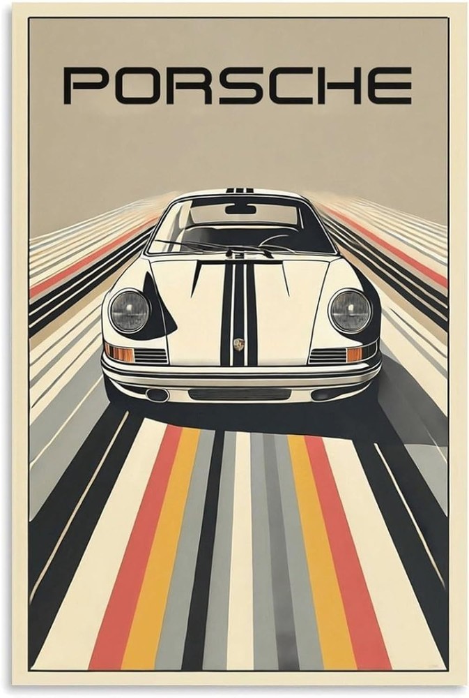 Porsche 911 Vintage Car Poster 24x36 Unframed Retro Wall Art Decor