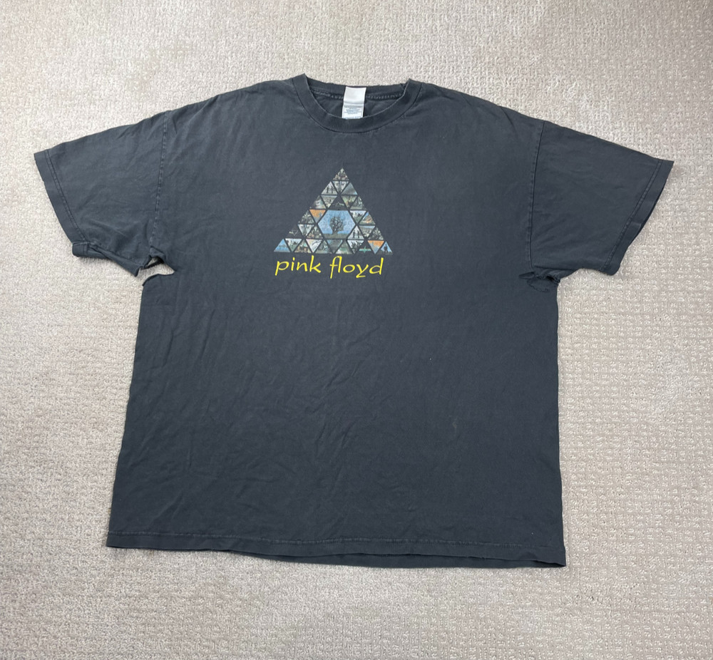 Vintage Pink Floyd Shirt Adult 2XL Black Pyramid Album Art Cotton Distressed Y2K