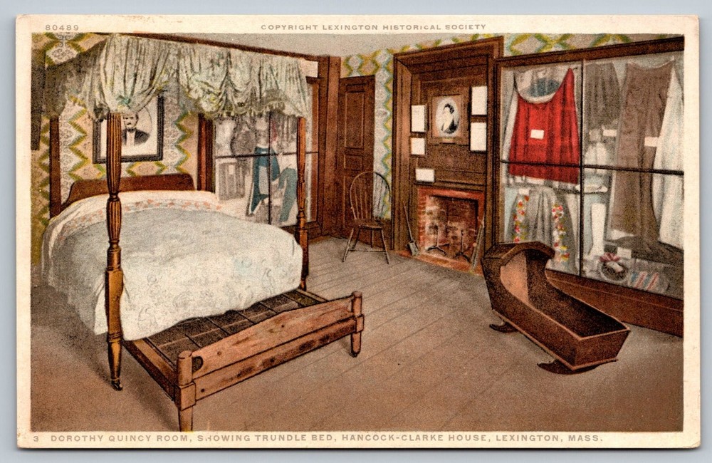 Dorothy Quincy Room Postcard Hancock-Clarke House Lexington MA Phostint