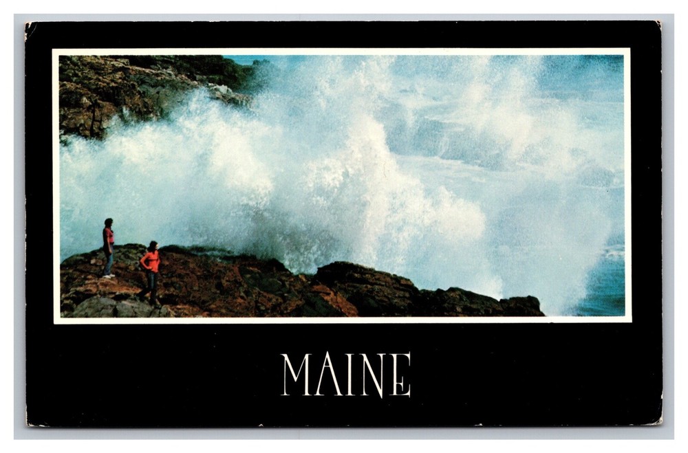Bar Harbor, ME Maine, Acadia National Park Pounding Surf, Vintage Postcard