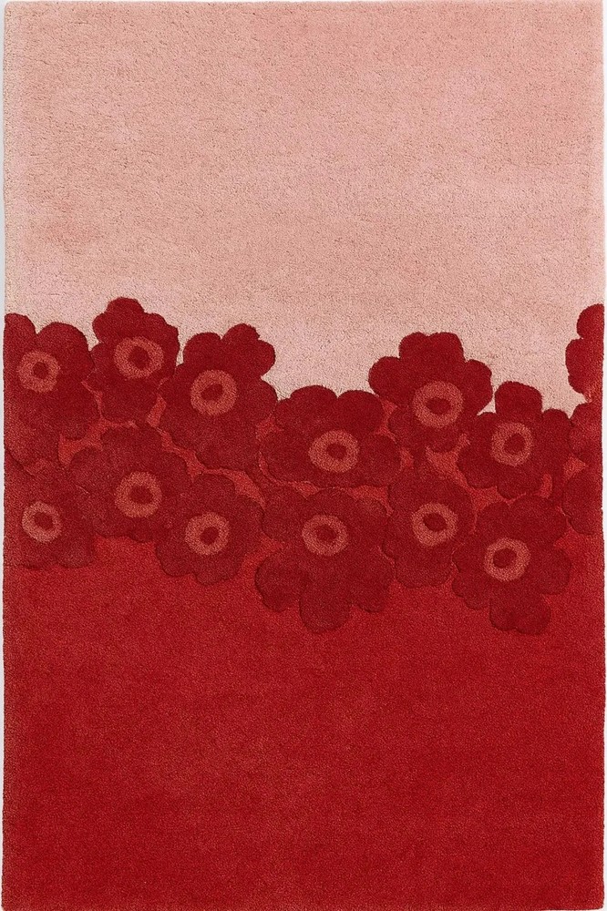Handmade Hand Tufted Wool Rug Red Pink Floral Modern Area Carpet 6x9 8x10 9x12