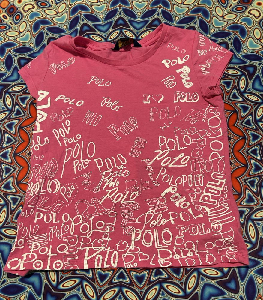 Polo Girls Pink Graphic Print Short Sleeve T-Shirt Size 6