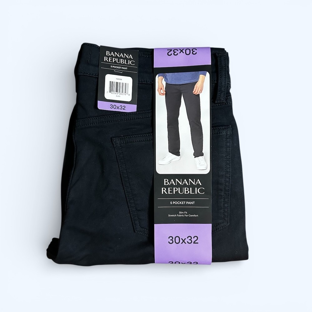 Banana Republic Men's 5 Pocket Pant Slim Fit Stretch Fabric Black Size 30x32