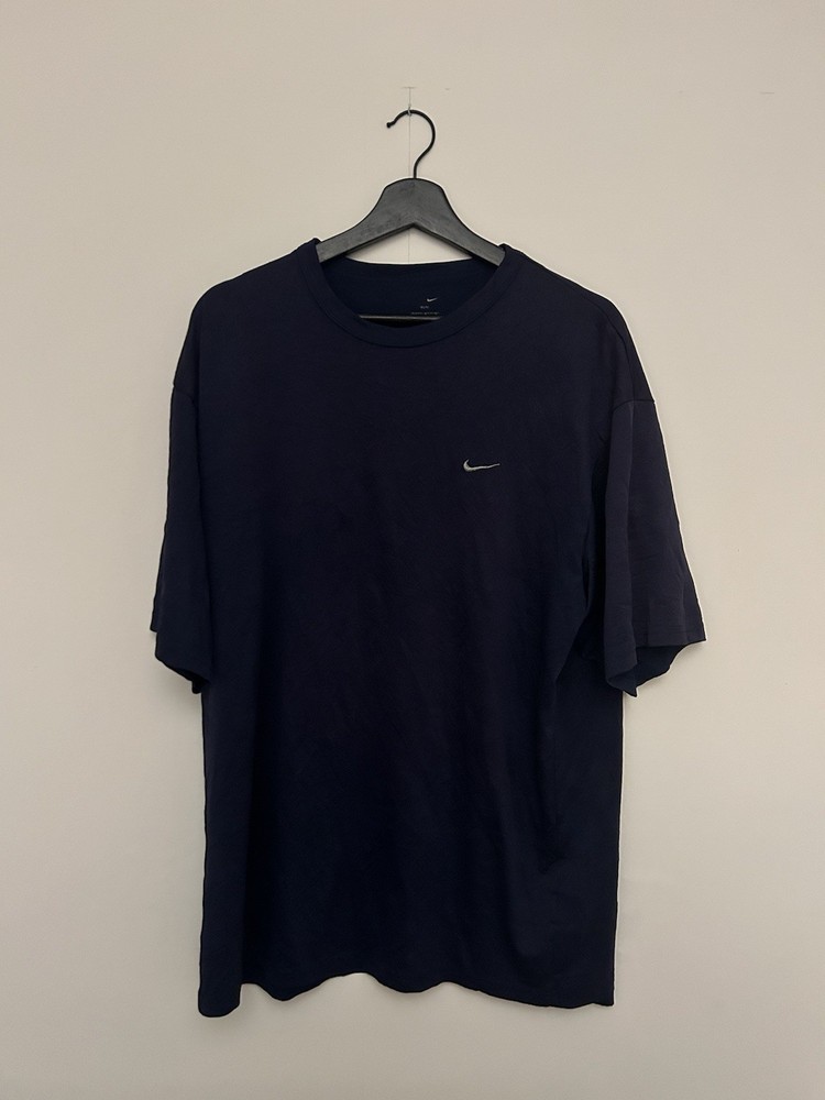 Vintage Nike Dri Fit Y2K Navy T Shirt Size Large Embroidered Logo Swoosh Logo