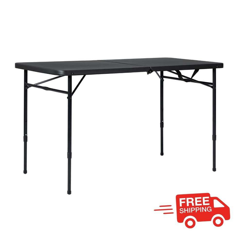 Mainstays 4ft Adjustable Folding Table in Rich Black - Space-Saving Design