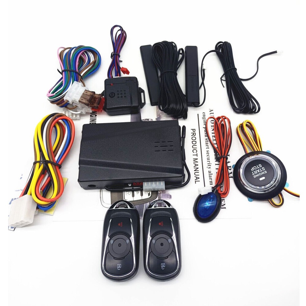 PKE Keyless Entry Remote Car Start System with Push Button Engine Start Alarm