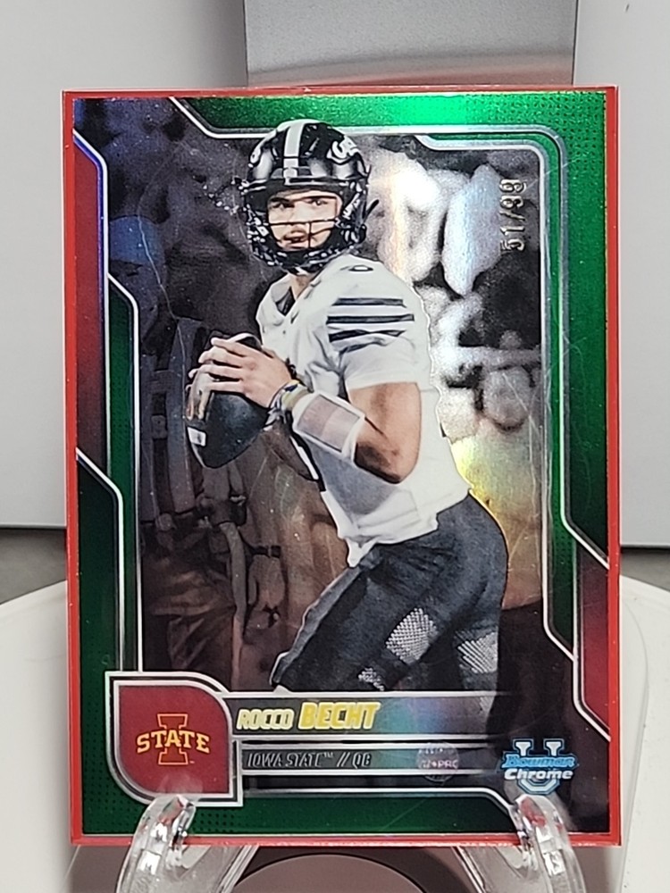 2025 Bowman Chrome University Rocco Becht Green Refractor /99 Iowa State 🏈 🔥
