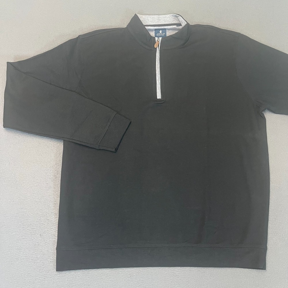 Johnnie-O Mens Size XL Sully Quarter Zip Pullover Wrinkle Resistant Black Modal