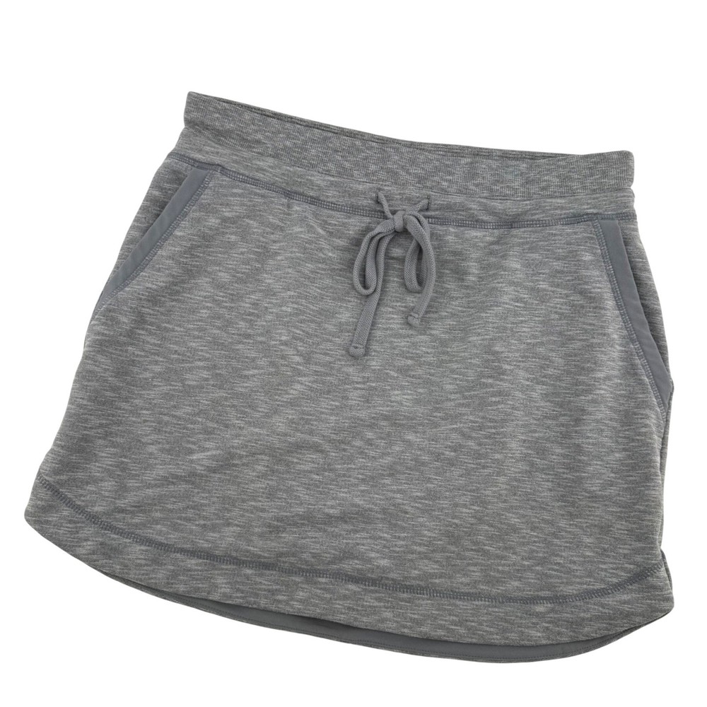 Athleta Gray Heathered Active Mini Skirt Drawstring Waist Pockets Womens Size S