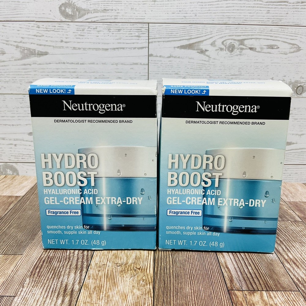 2X Neutrogena Hydro Boost Extra Dry Gel Cream Fragrance Free Moisturizer 1.7 oz