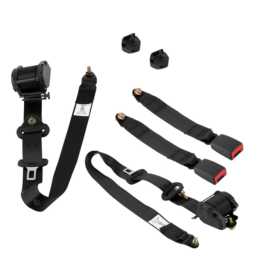 2x Universal Retractable 3 Point Seat Belt Car Vehicle Safety Harness Set