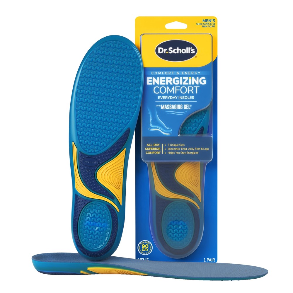 Dr Scholls Energizing Comfort Insoles for Tired Feet 2 Pack Blue Gel Support