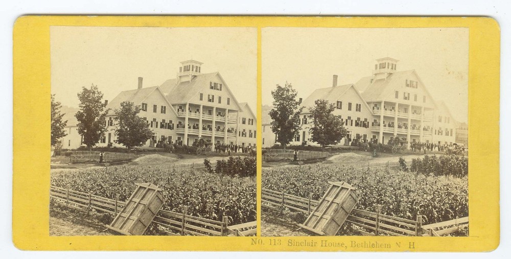 G3034~ NEW HAMPSHIRE – Sinclair House & Tourists 1860s Stereoview – Kilburn