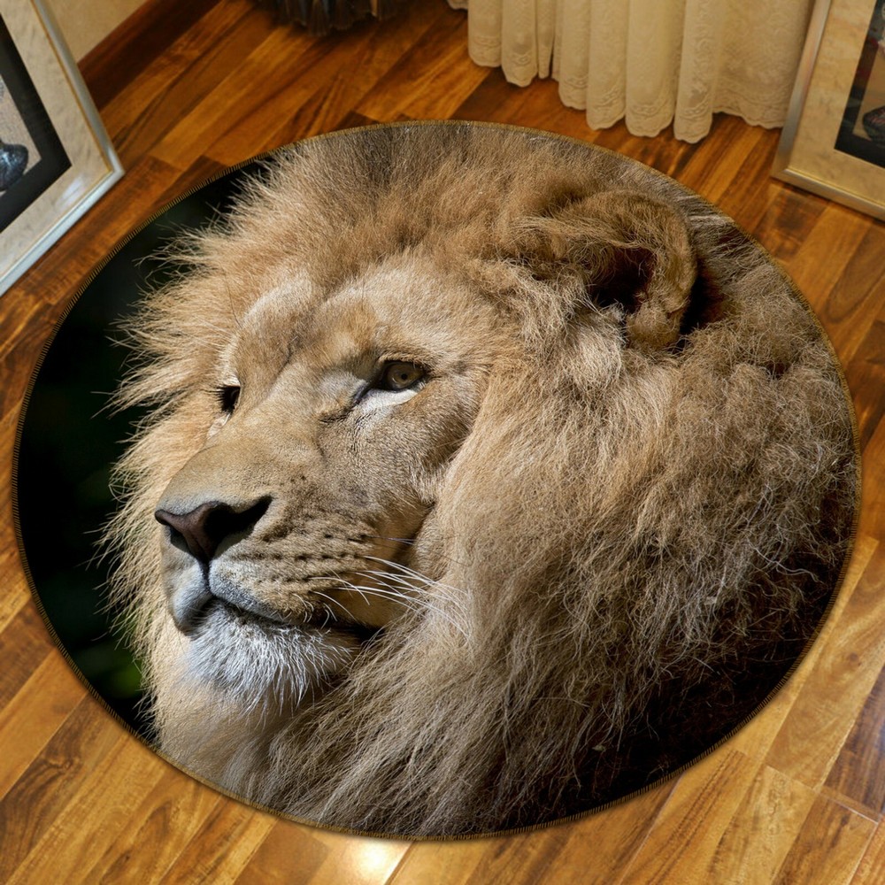 3D Black Background Lion O1603 Animal Non Slip Rug Mat Elegant Photo Carpet Fay
