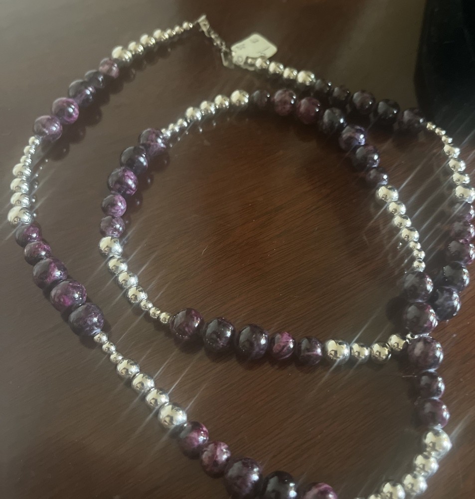 Karla Jordan Riverstone Bead Necklace Unique Art To Wear 22”