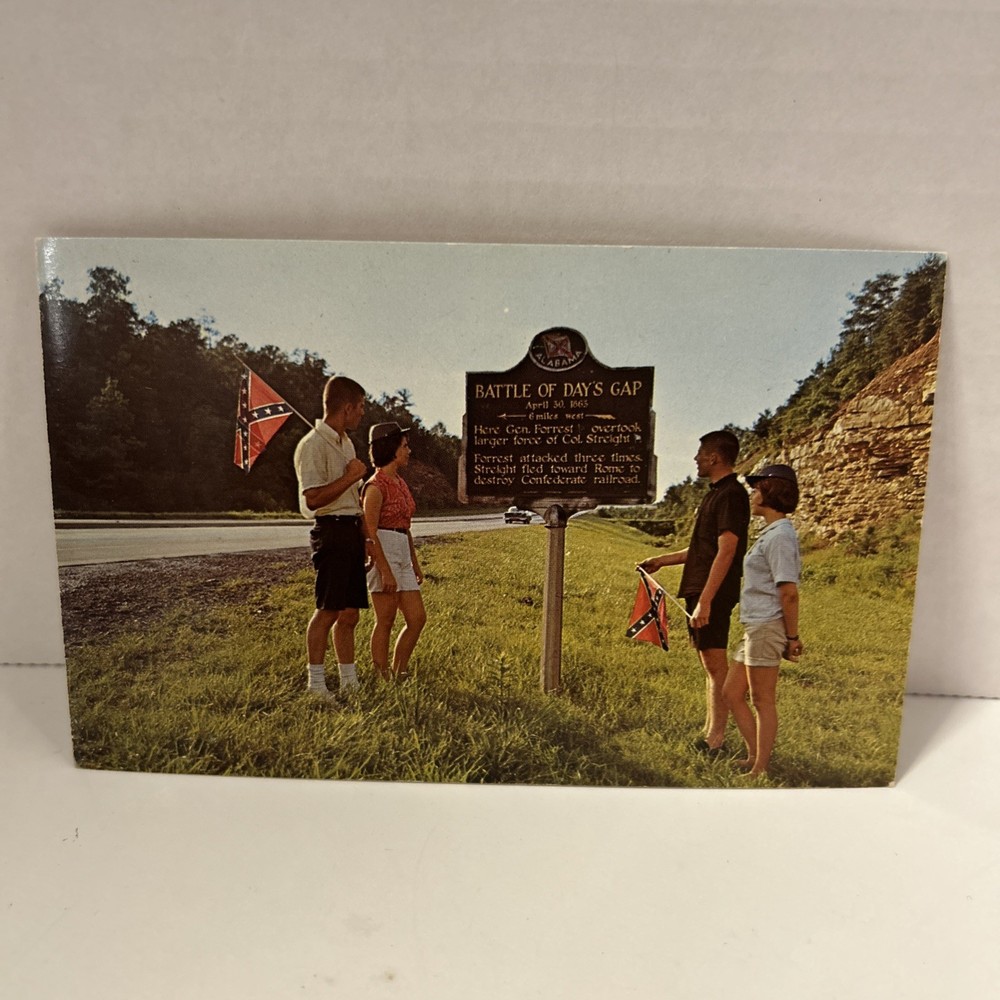 Vintage Postcard Hurricane Creek Park Cullman Alabama Battle Of Days Gap Marker