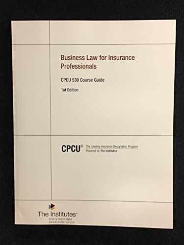 Business Law for Insurance - Paperback, by The Institutes - Very Good