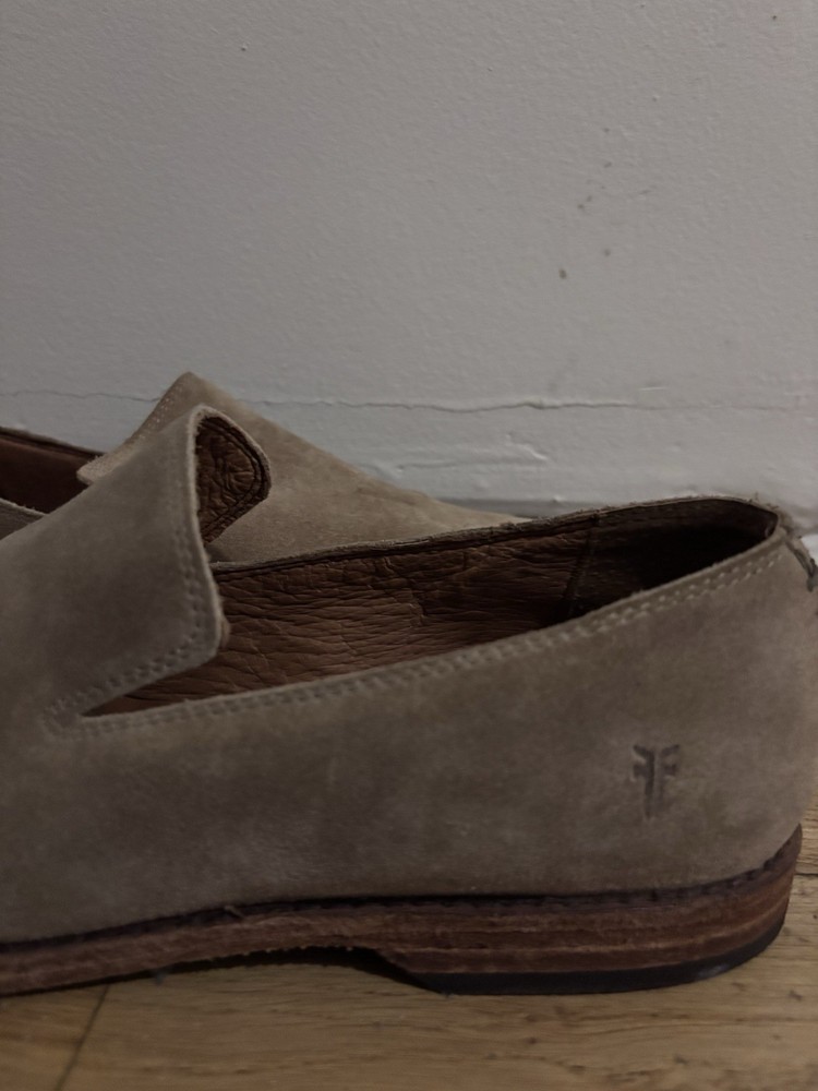 Frye Gray Suede Slip-On Loafer Round Toe Solid Men's Casual Shoes