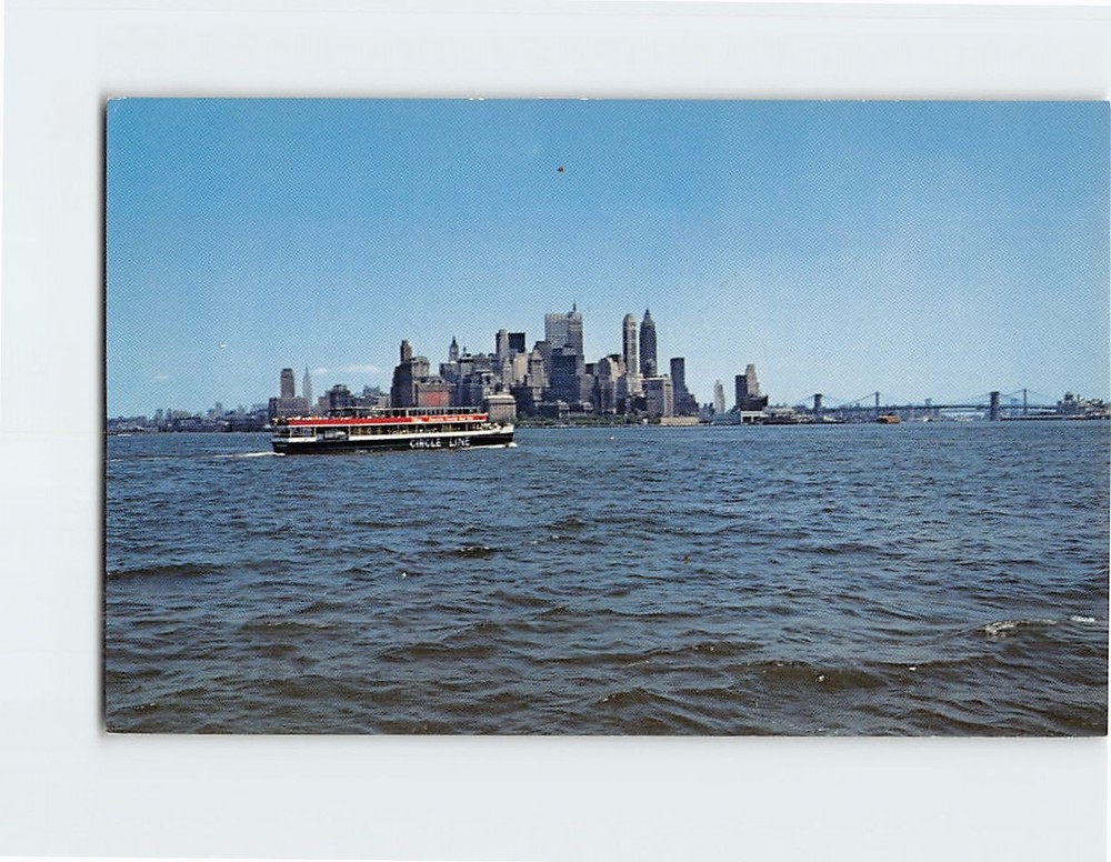 Postcard Circle Line Yacht Showing New York City Manhattan Skyline USA