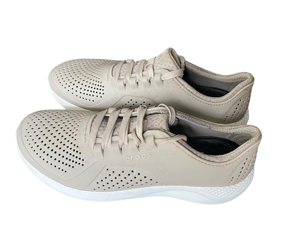 Crocs LiteRide Casual Shoes Men’s Size 8 Tie up Khaki Comfort 204967