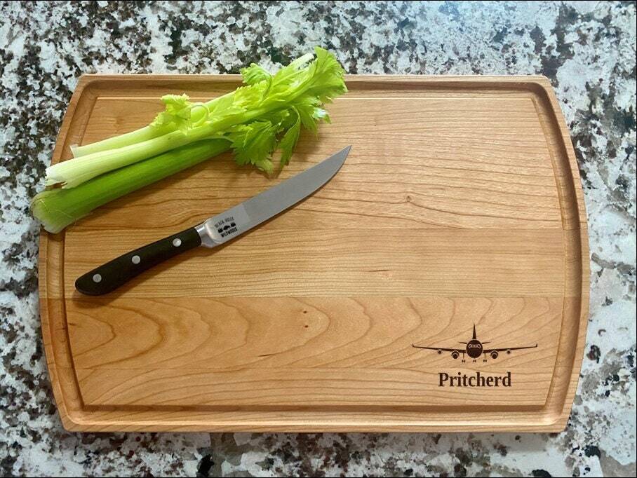 Airplane Pilot Cutting Board | Hangar Airport Charcuterie Board | Custom