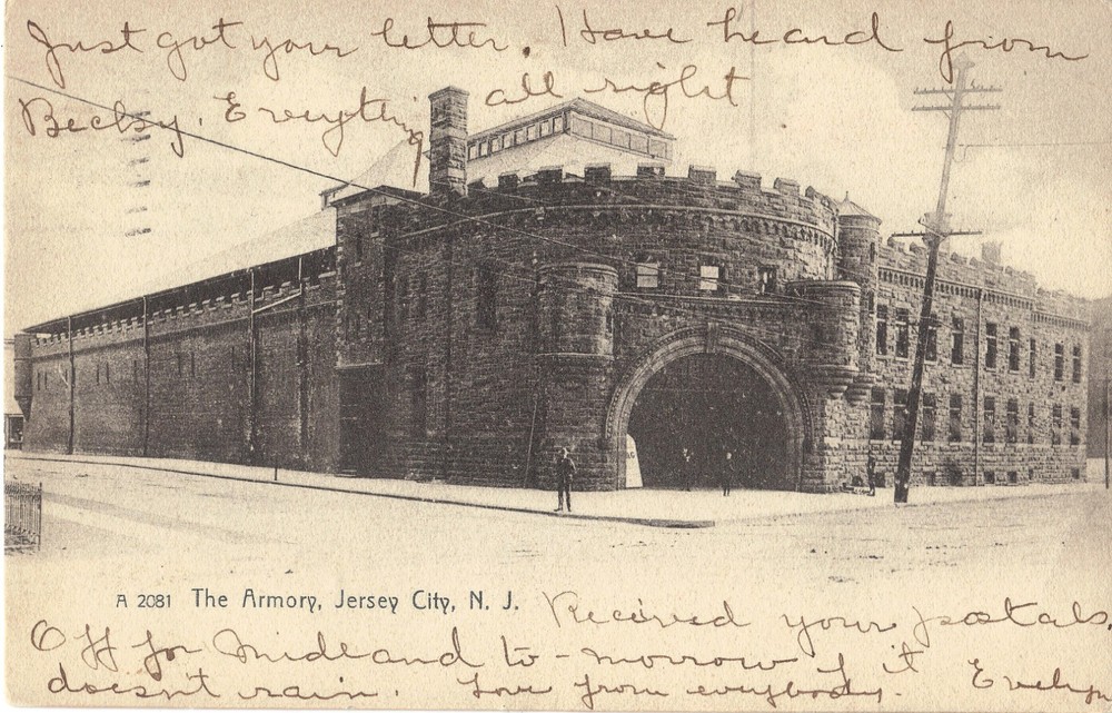 Jersey City NJ Armory 1907 UDB B/W Postcard *
