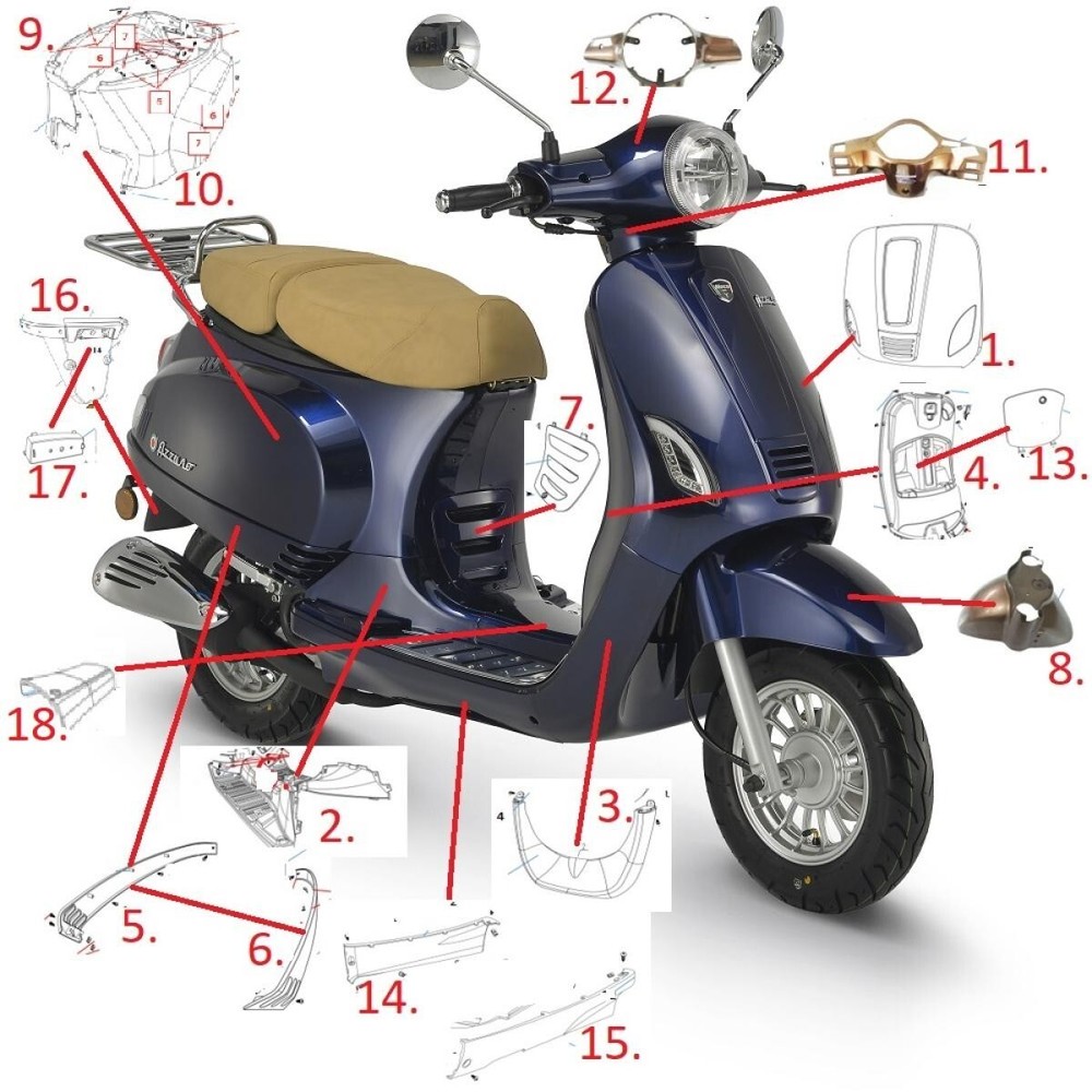 NECO AZZURO 50 & 125cc PANELS & PARTS AVAILABLE TO ORDER