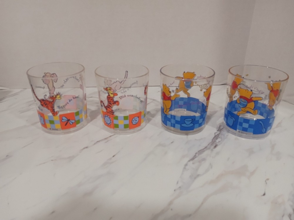 Set Of 4 Winnie The Pooh Cups - Pooh & Tigger Disney Plastic